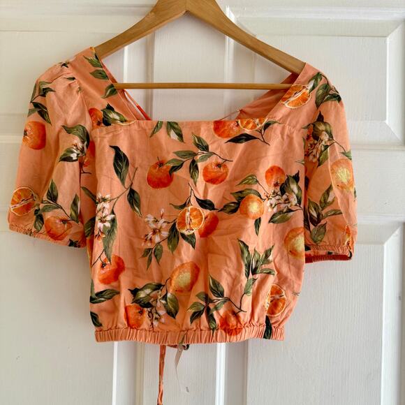 NWT Loft Orange Harvest Cris Cross Cropped Top Cotton Size Small - Picture 3 of 7